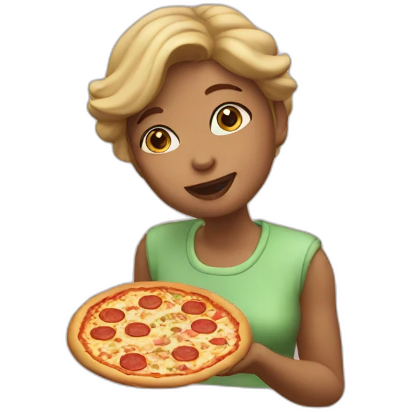 Marie eating a pizza emoji