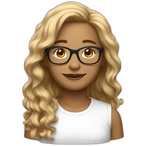  53 years brown blonde wavy long hair with glasses emoji