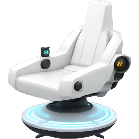 Sleek white hoverchair of the future with a joystick for steering emoji