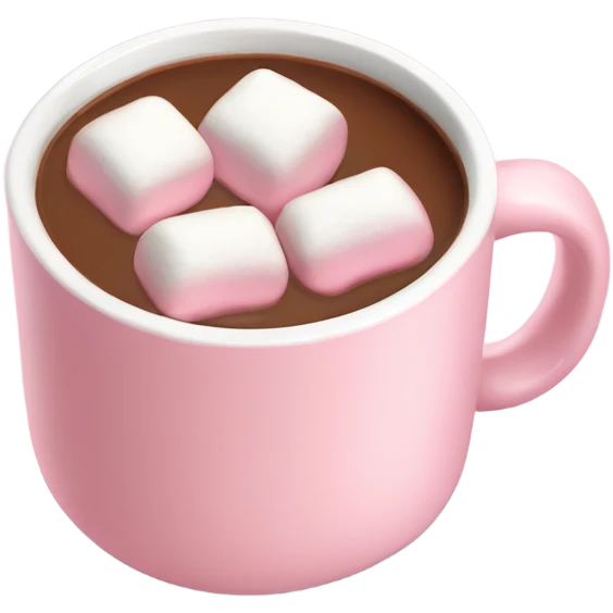 Light Pink mug of hot chocolate with marshmallows  emoji