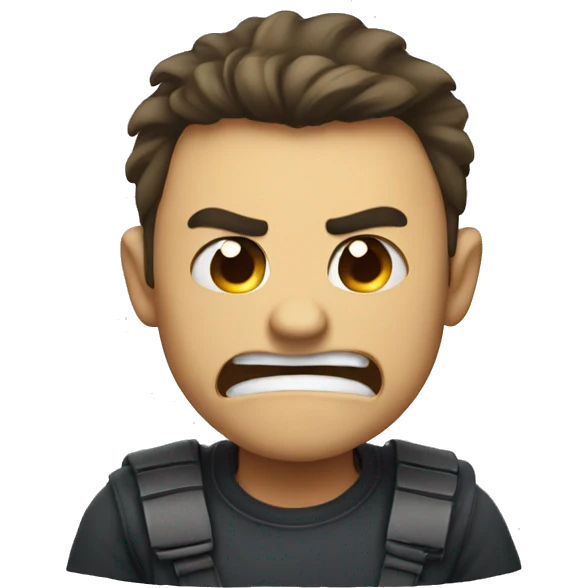 Angry but laughing and crying emoji