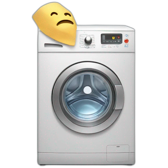 A washing machine has its head tied with a medical bandage emoji