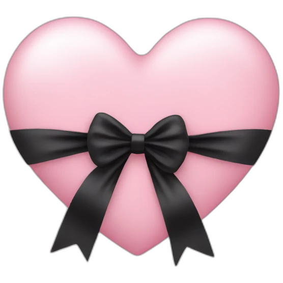 light pink heart with a black bow  emoji
