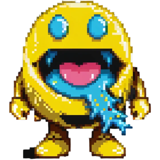 classic yellow Pac-Man character with open mouth in 8-bit style emoji