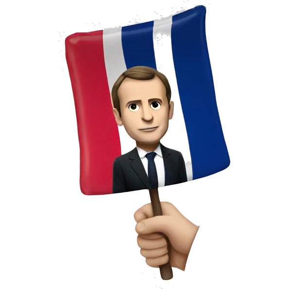 macron with a french flag in his hand emoji