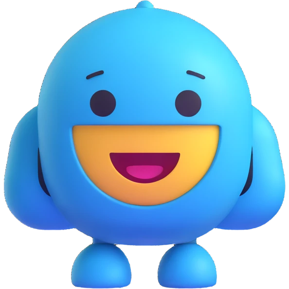 smiling AI chatbot emoji with speech bubble and blue accents emoji
