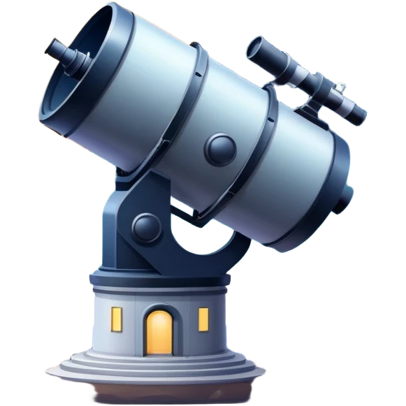 An icon featuring an observatory with a giant telescope, set against a starry sky. The design includes visible planets, distant stars, and galaxies, symbolizing the study of astronomy and celestial exploration. Transparent background highlights the wonder of the universe. emoji