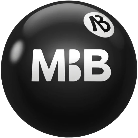 Black pull Ball with MB written on it emoji