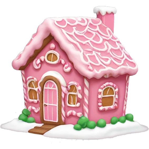 Cute pink gingerbread house emoji