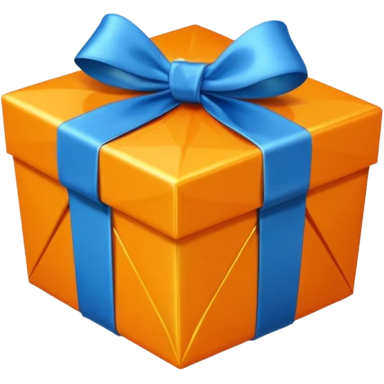 orange diamond gift box with blue ribbon emoji