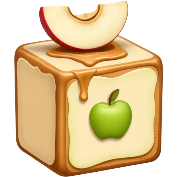apple slice cube with peanut butter emoji