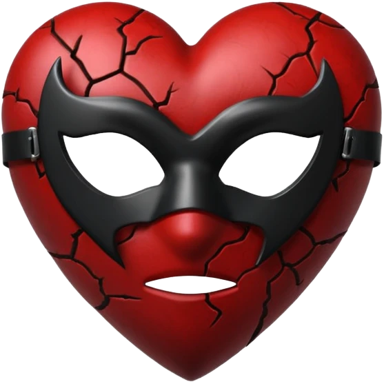 realistic gothic heart with a black mask emoji