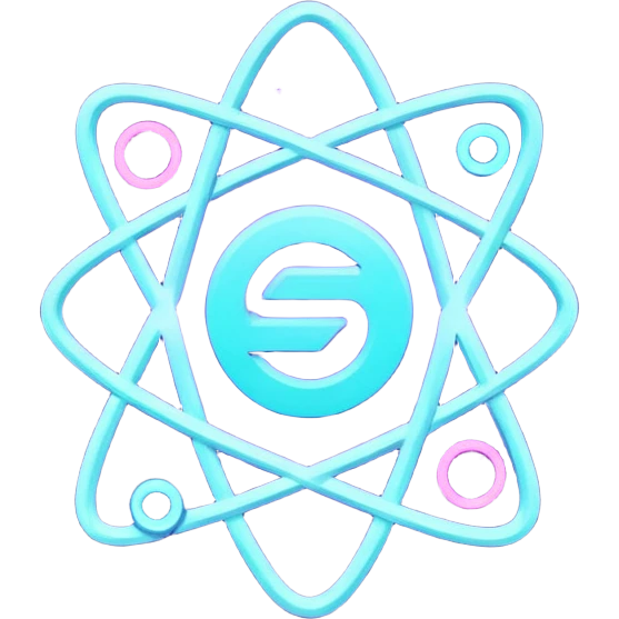 futuristic minimalistic logo icon, glowing letters "SANG" made of three merging neon lines, representing Storm, Atom and NoizeGames, neon purple (#8B5CF6) and cyan (#00E0FF), dark background, no face, tech logo style, 1:1 aspect ratio emoji