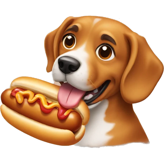 Dog eating a sausage hotdog emoji