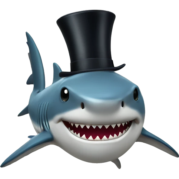 Shark with a top hat emoji