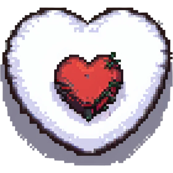 a heart with goth accessories, retro and vibrant pixel art style emoji