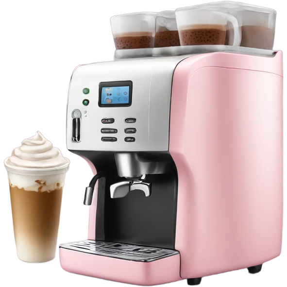 Light pink coffee machine and iced latte emoji