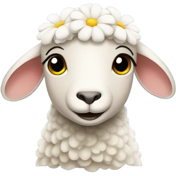 cute sheep with a flower behind its ear emoji
