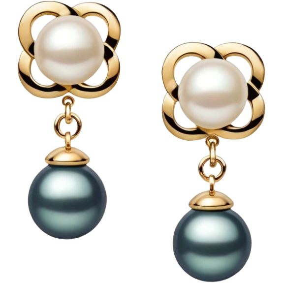 Chanel, Realistic 14k Gold and pearl earrings emoji