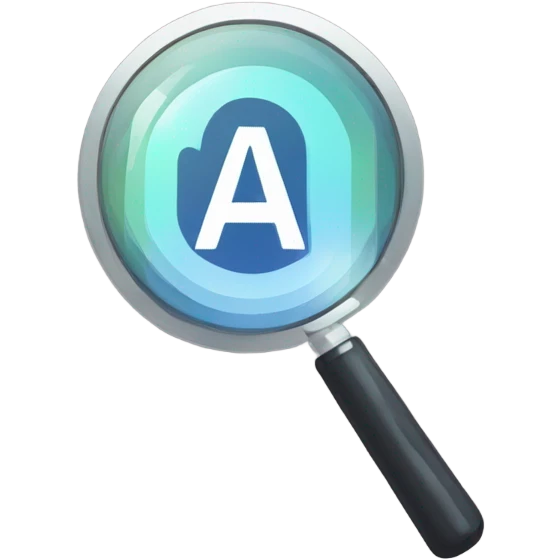 logo in a pixel art style featuring a magnifying glass as the central element. Inside the circular lens of the magnifying glass, place a pixelated letter 'A' emoji