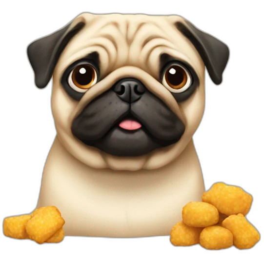 Pug eating nuggets emoji