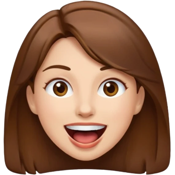Woman brown hair with mouth open emoji
