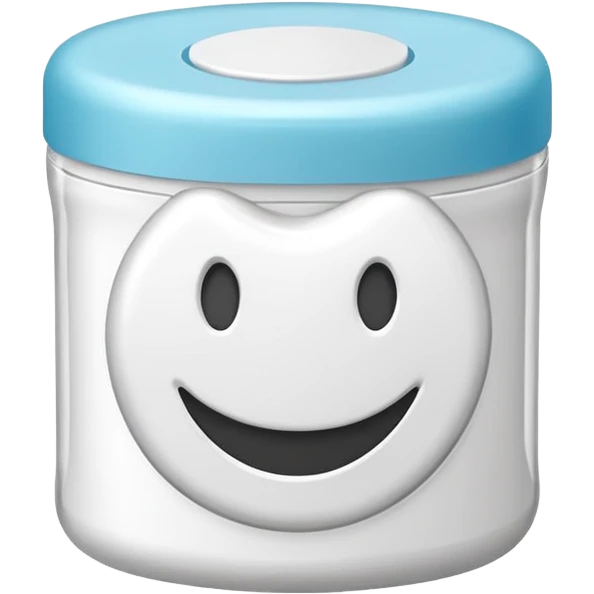 White Round plain pack of white dental floss with no smiley faces emoji