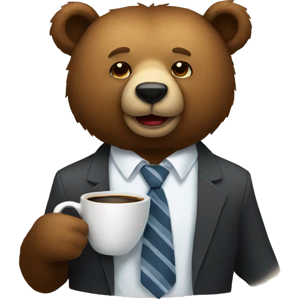 bear in a tie with a cup of coffee emoji