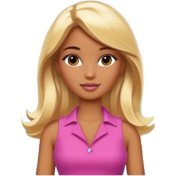 Brown skin blonde hair barbie in front of mountain and waterfall  emoji