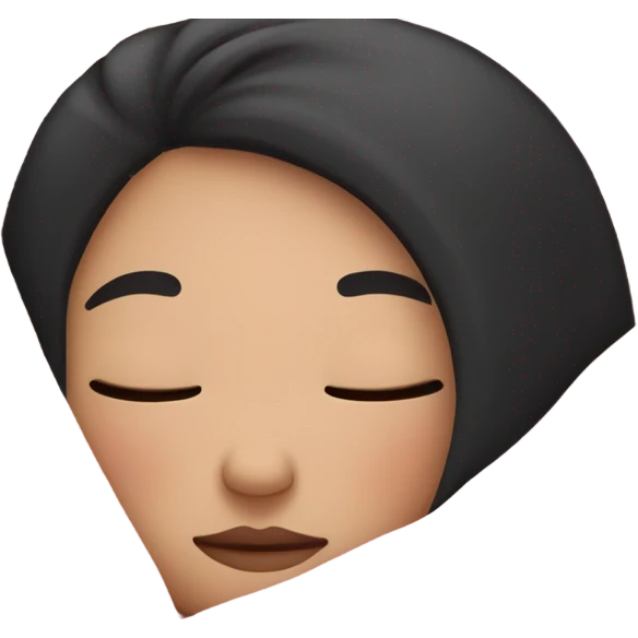 pale girl with black hair sleeping in a pink blanket  emoji