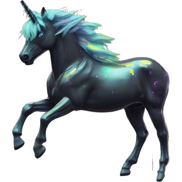 .Zombie_ Vaporwave black holographic oilslick zombie unicorn yellow caution tape graffiti Pegasus  emoji