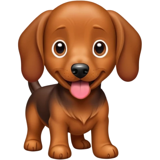 Un chien teckel marron qui tire la langue  emoji