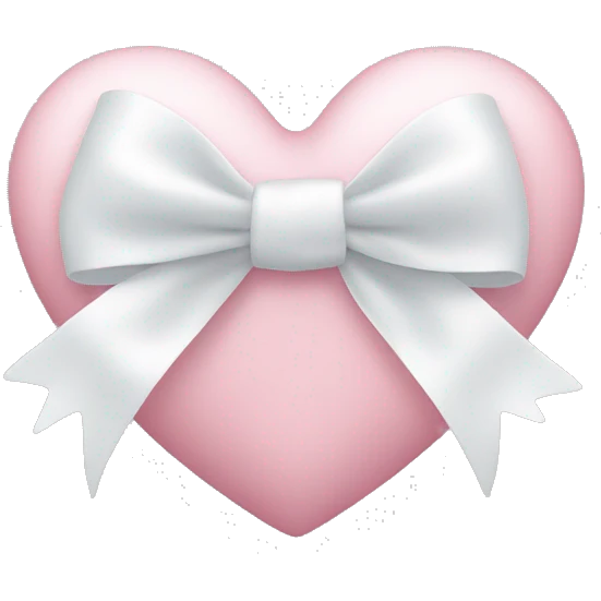 Pastel pink heart with white bow emoji