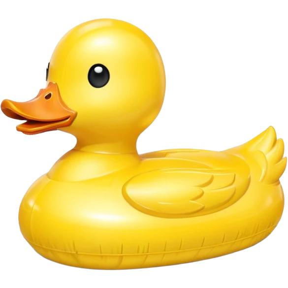 duck-shaped inflatable pool float floating on water, bright yellow rubber duck design, glossy plastic texture, gentle water ripples, summer pool vibe, 3D cartoon style, mobile game icon style, clean composition, no people, no text, no watermark

 emoji