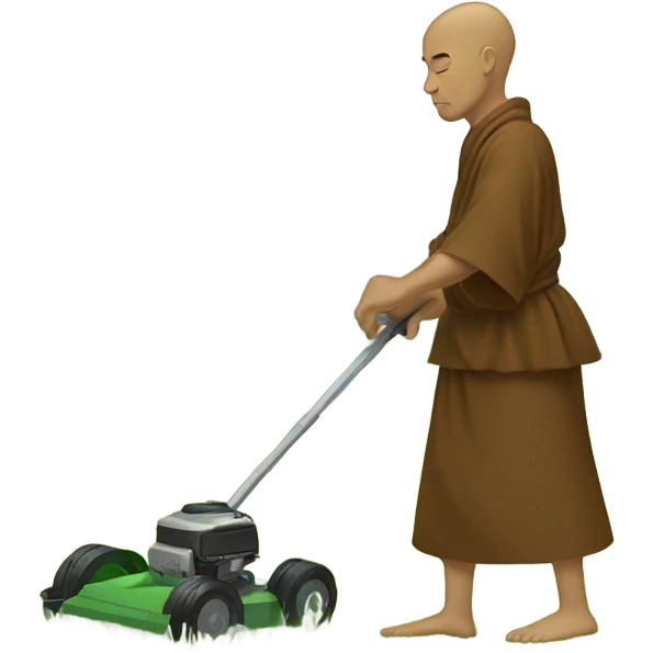Monk mowing the grass emoji