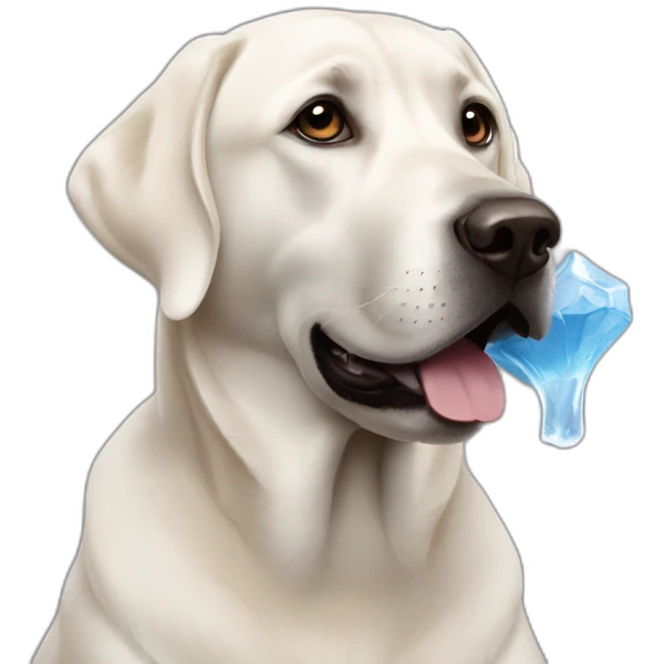 Black lab eating an ice cube  emoji