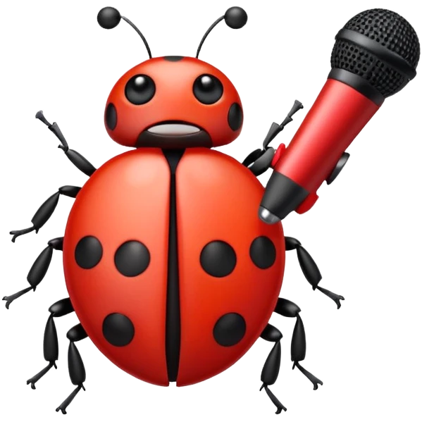 Ladybug with a small microphone emoji