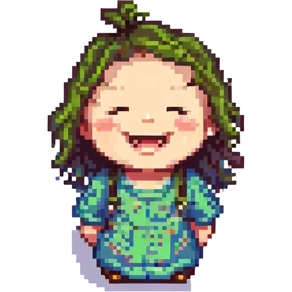 happy emotion, child laughing with closed eyes, pixel art style emoji