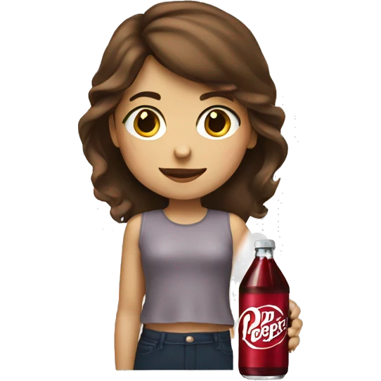 girl with brown hair drinking a dr pepper  emoji