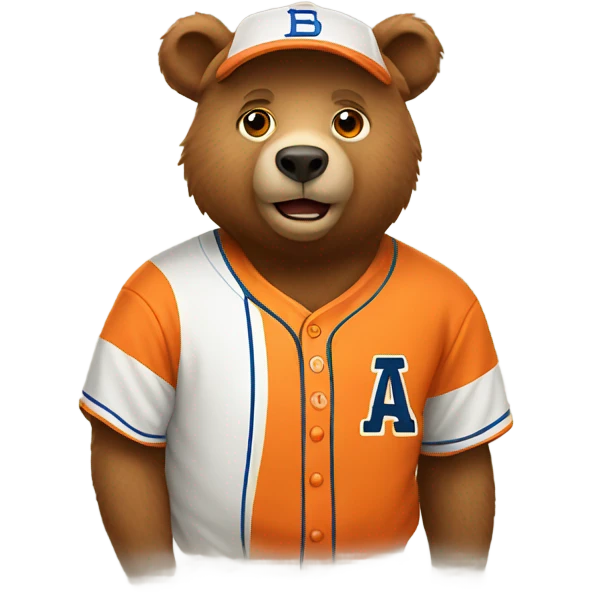 Bear baseball mascot orange shirt  emoji