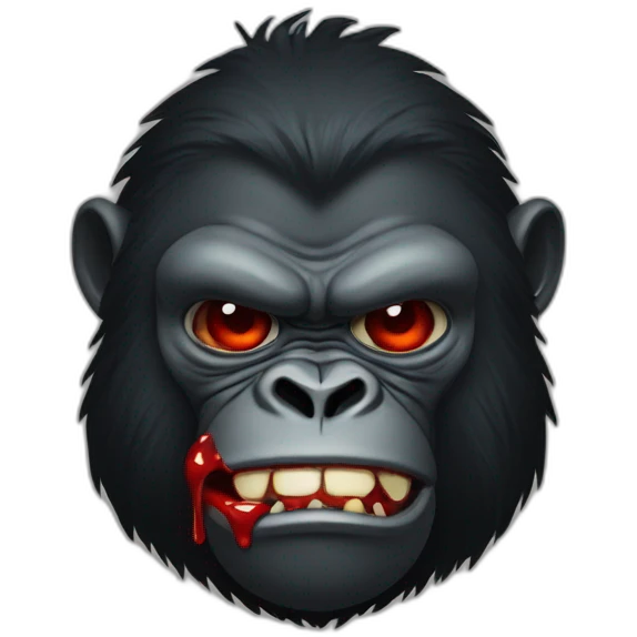Gorrila black evil face with blood emoji