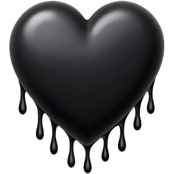 black ink blob heart emoji with ink streaks, isolated on white background, grunge, like pen stroke emoji