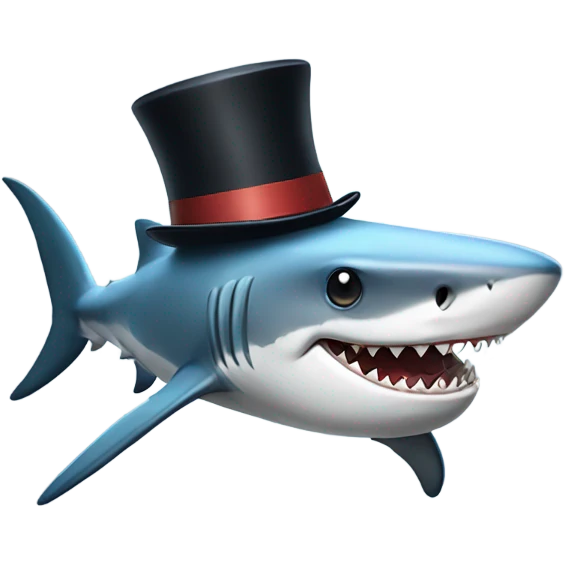 Shark with a top hat emoji