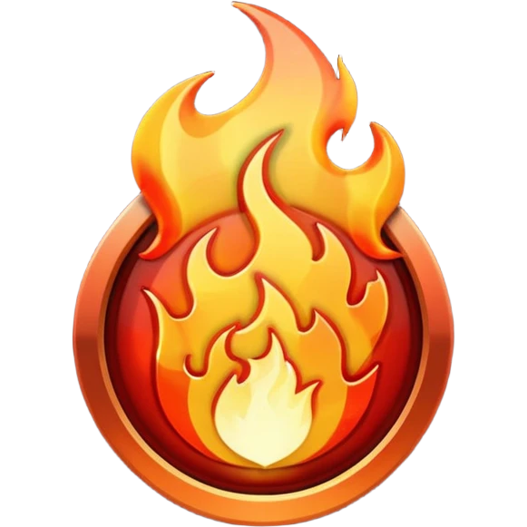 video play button with flames emoji