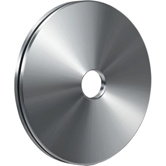 metallic disc emoji, brushed chrome surface, clean geometry, futuristic minimal 3D style, isolated on white emoji