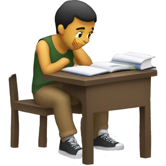 joven estudiando y le duele la cabeza emoji