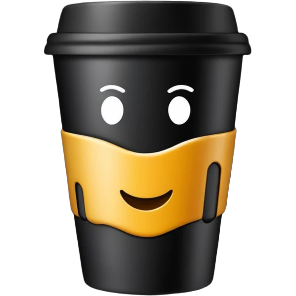 takeaway coffee cup black with black lit emoji