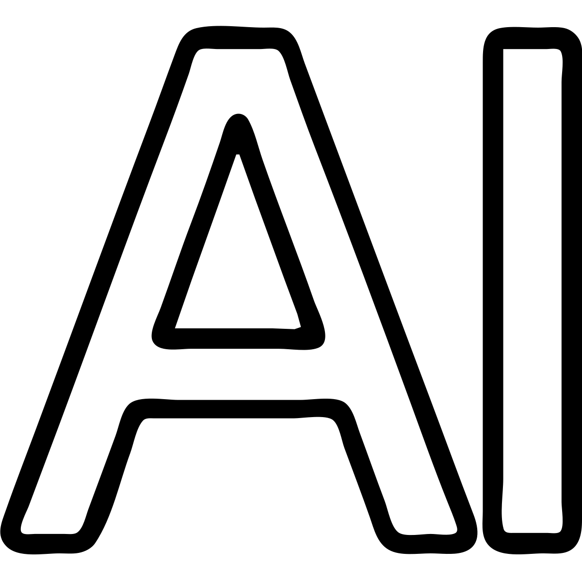 white icon with only 'AI' text, minimal outlined icon style emoji