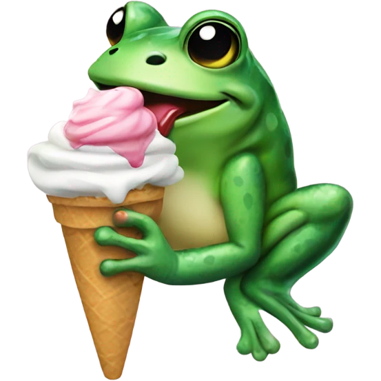 Frog eating ice cream emoji