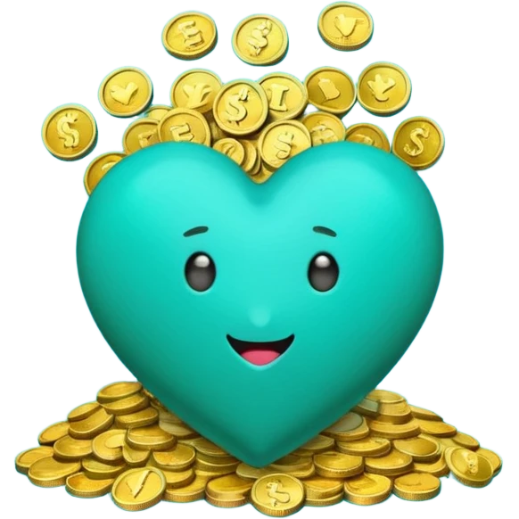 Teal heart with bag of money emoji